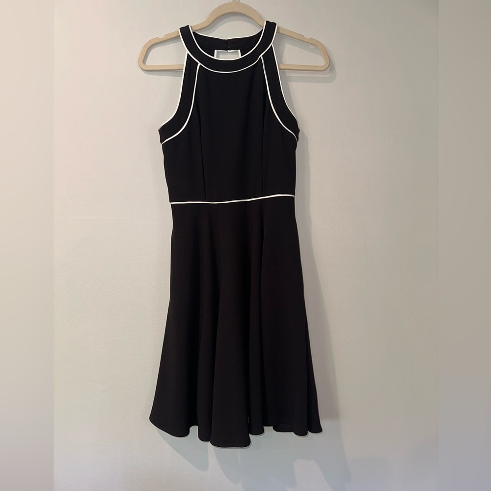 White House Black Market Black Dress with White Trim